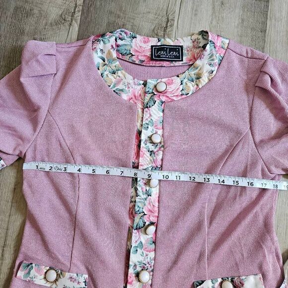 Leni Leni Vintage Made in USA Size 12 Women's Blouse Pink Floral - Picture 4 of 9